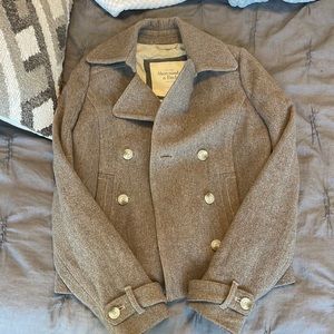 A&F light brown pea coat